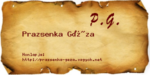Prazsenka Géza névjegykártya